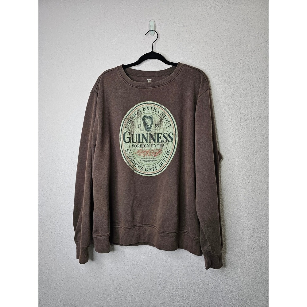 Guinness Foreign Brown Graphic Crewneck Sweatshirt Mens XL Dublin Oversized‎